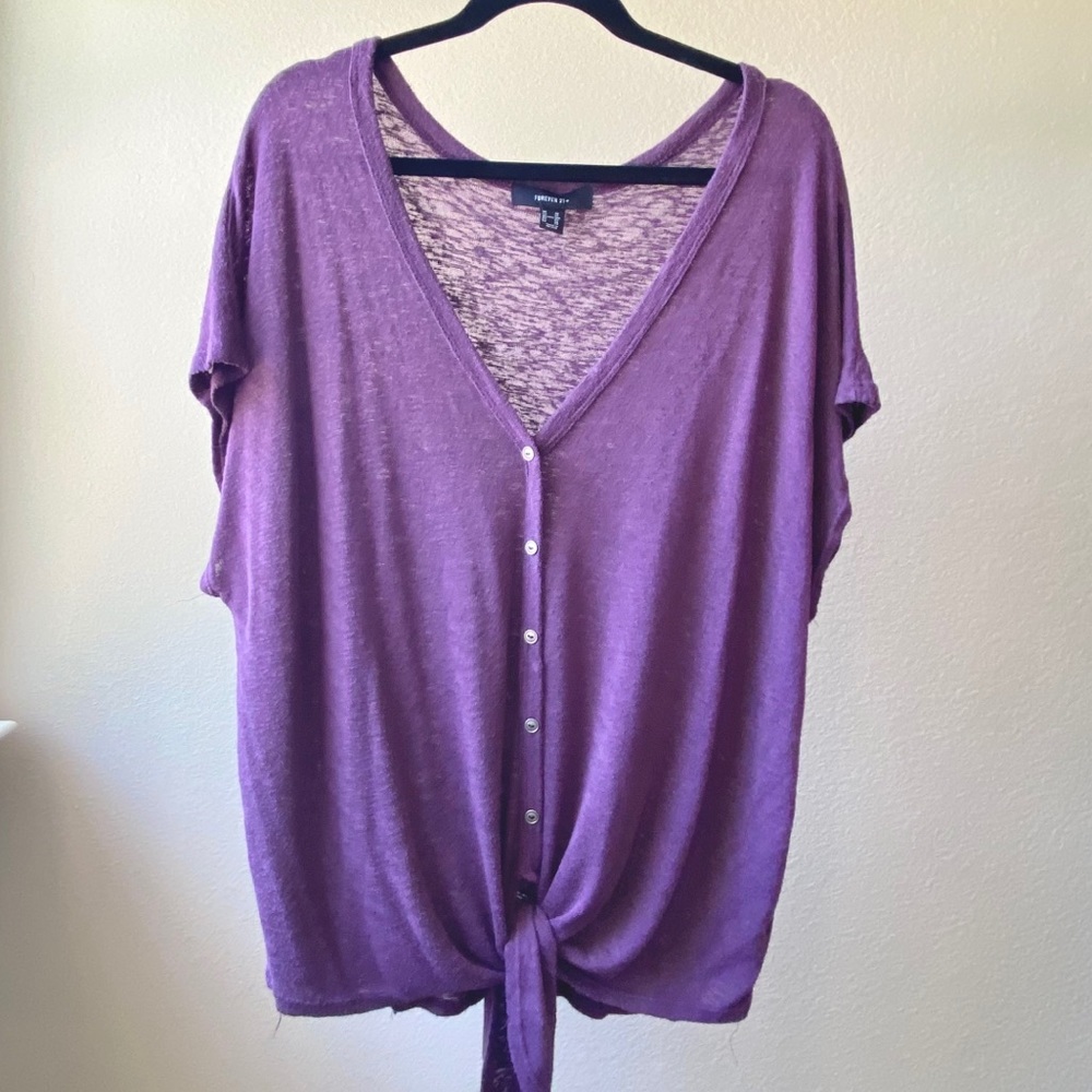 Forever21 purple tie-front top